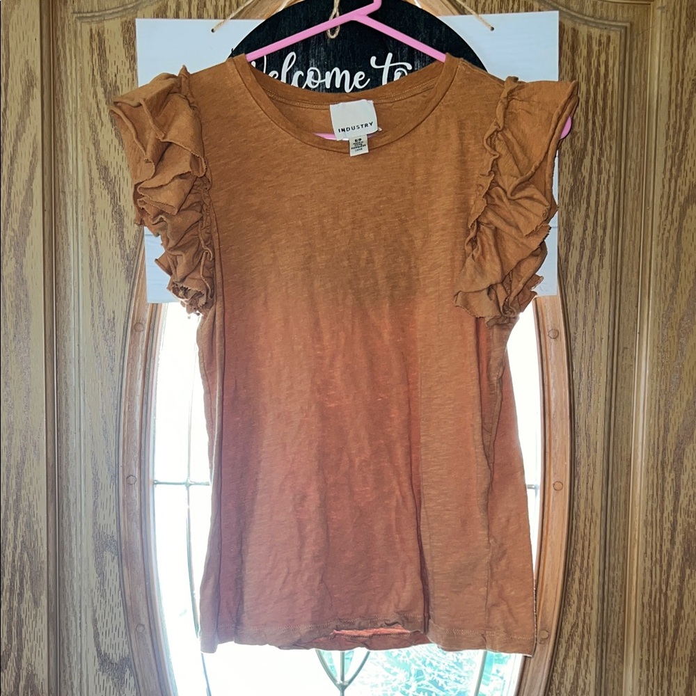 Inspiration Women's Ruffled Sleeve Top - Orange